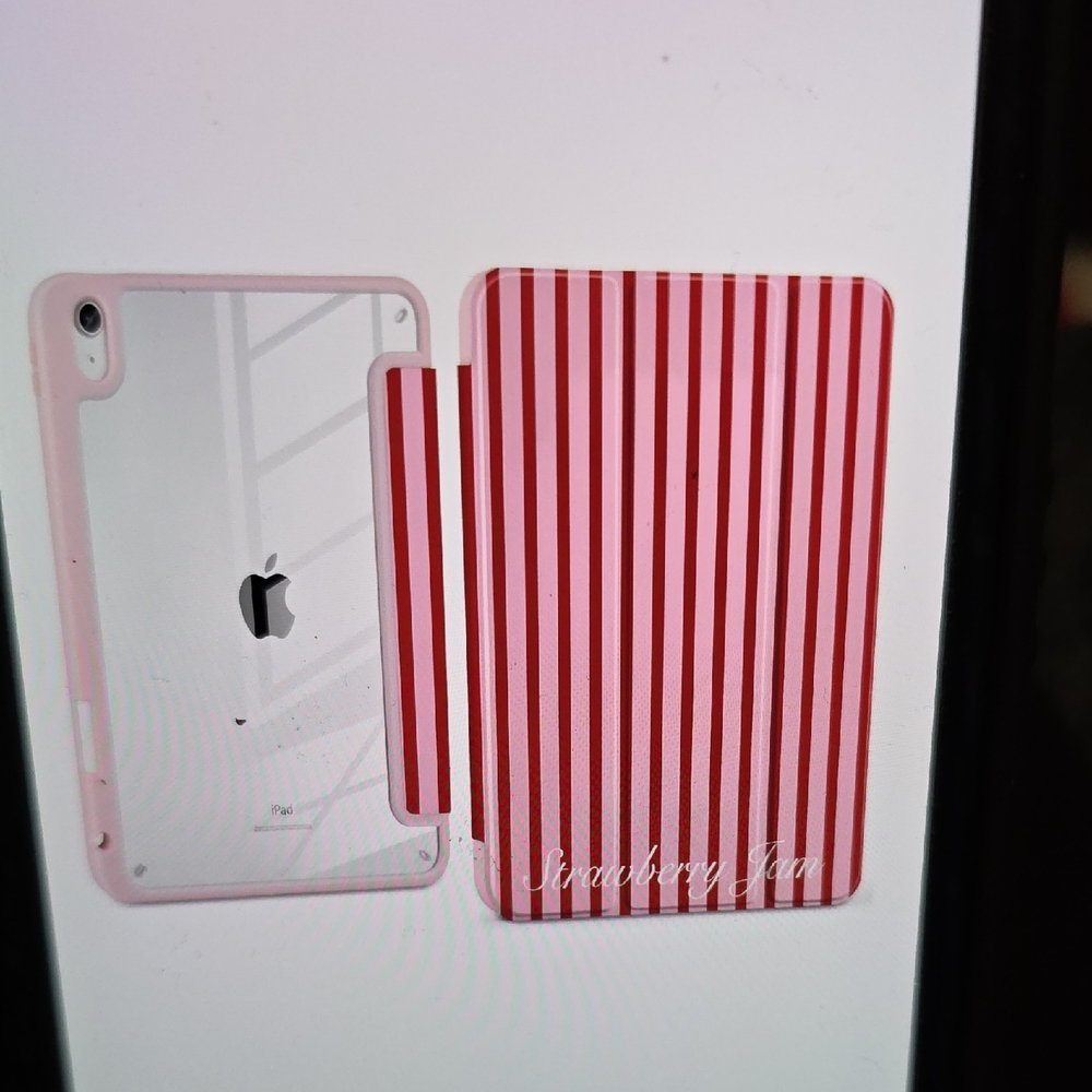Red & Pink Striped Case Apple ipad 11 Inch M3 2025 M2 2024, ipad Air 5th 2022